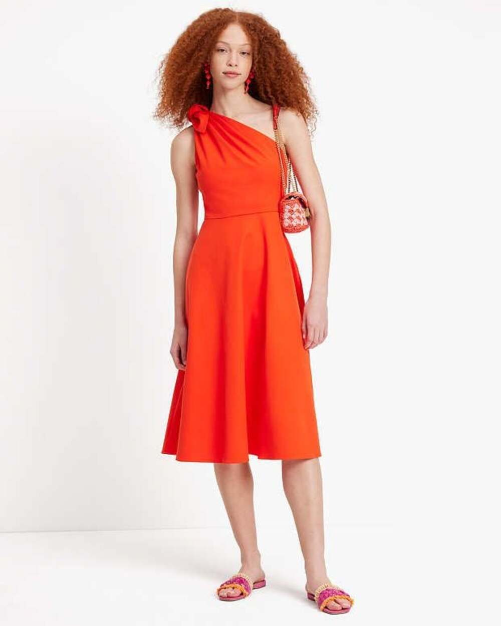 Kate Spade New York One-Shoulder Bow Midi Dress Size 12